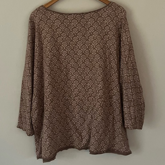 Fresh Produce Brown/Tan Flower Print Blouse Size XL/XXL - Picture 12 of 12